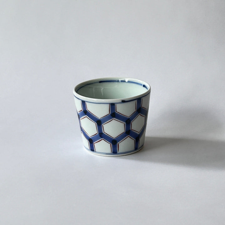 Blue and white soba sake cup