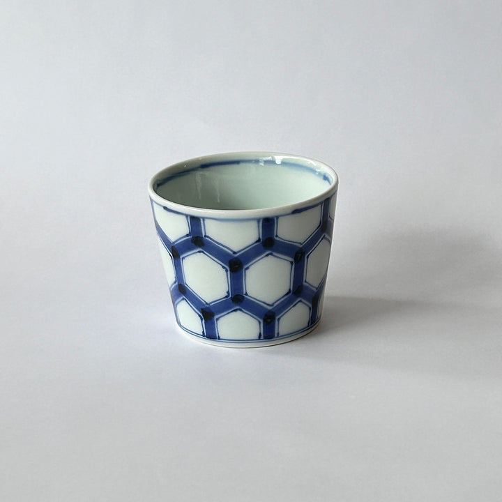 Blue and white soba sake cup