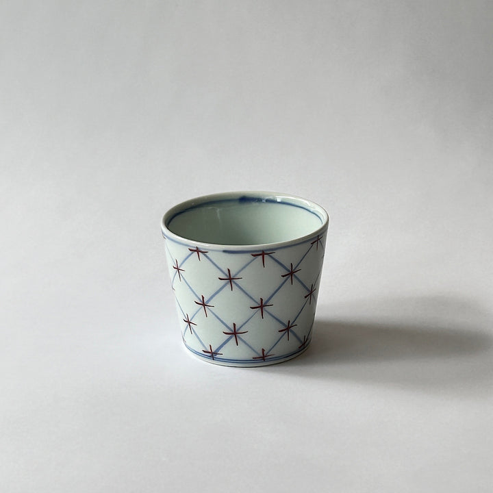 Blue and white soba sake cup