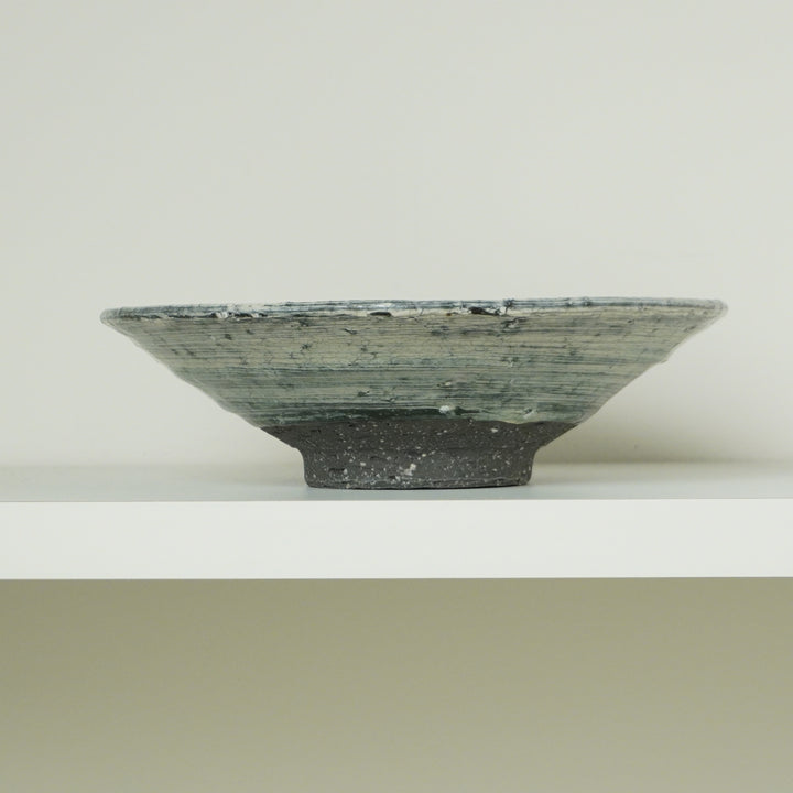 Brush-patterned shallow bowl