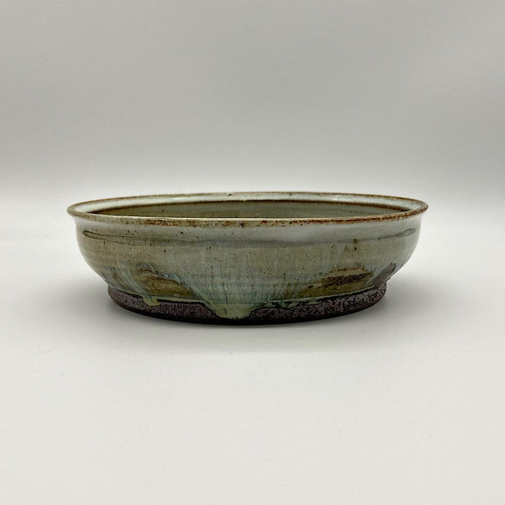 Straw ash glaze 7-inch flat bowl