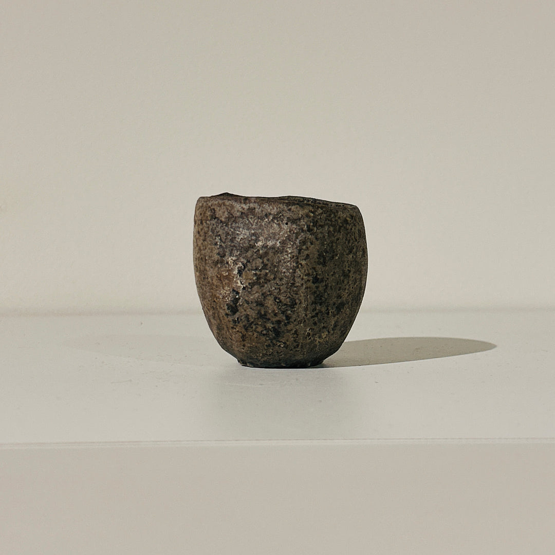 Nanban black celadon beveled sake cup 162