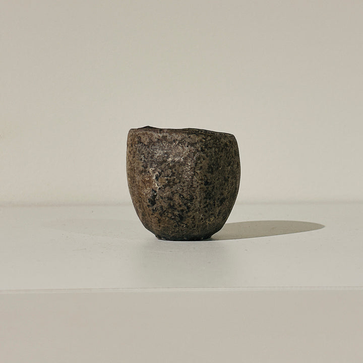 Nanban black celadon beveled sake cup 162