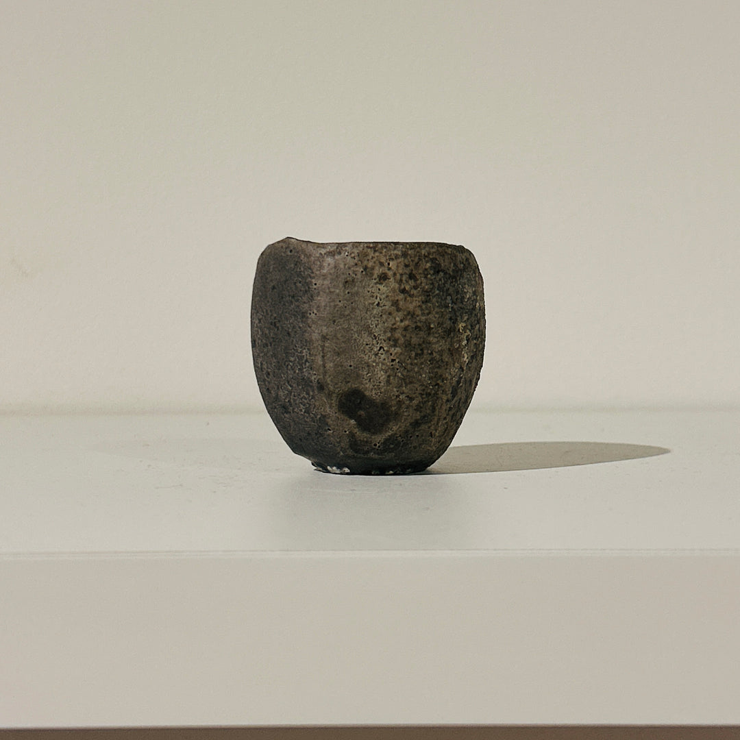 Nanban black celadon beveled sake cup 162