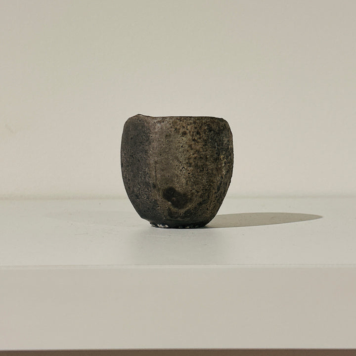 Nanban black celadon beveled sake cup 162