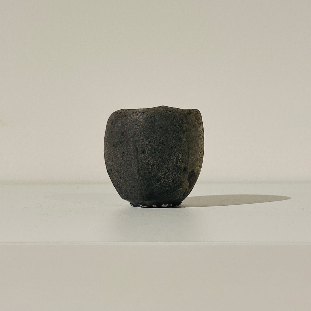 Nanban black celadon beveled sake cup 162