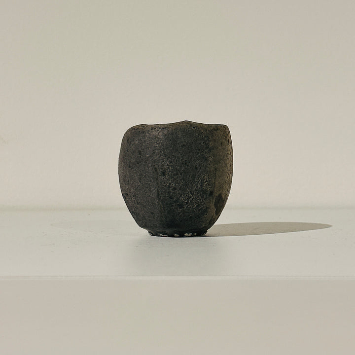 Nanban black celadon beveled sake cup 162