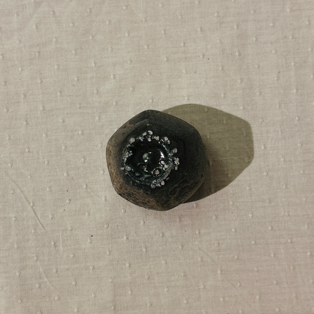 Nanban black celadon beveled sake cup 162