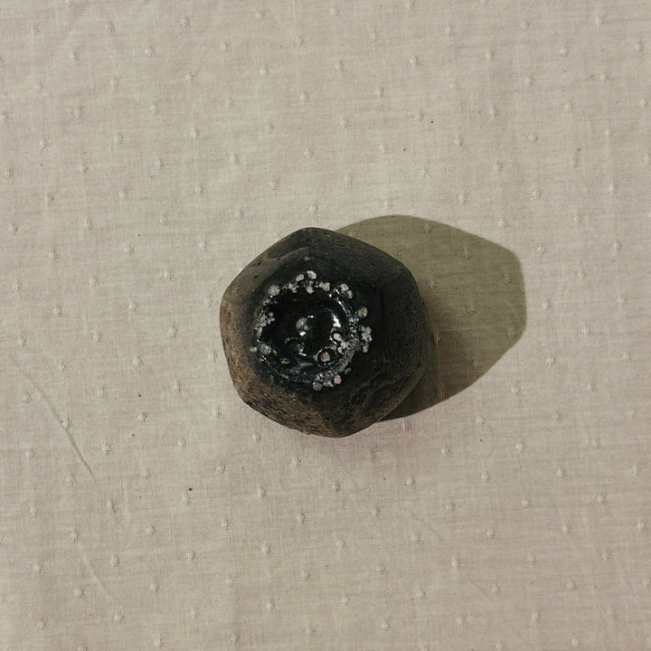 Nanban black celadon beveled sake cup 162