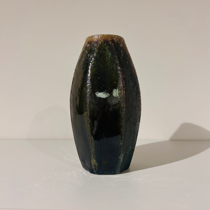 Green beveled vase 18
