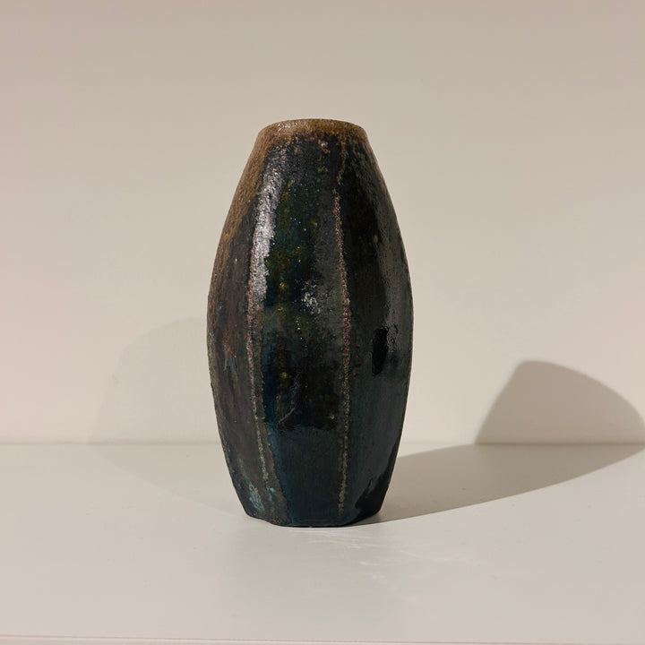 Green beveled vase 18