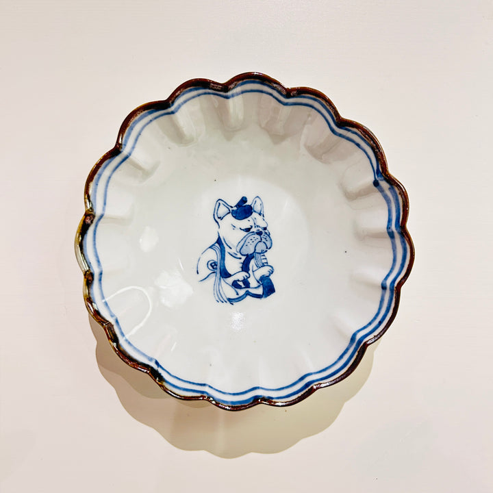 Small bowl with rings, French Bulldog, Sharaku style