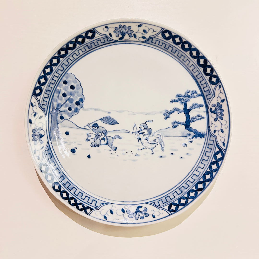 Large Plate: Romance of the Three Kingdoms, Zhang Fei and Zhao Yun Apple Picking
